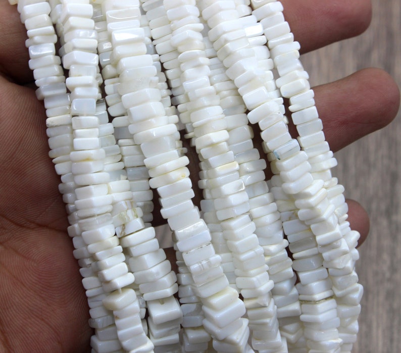 Making Opal Jewelry Opal Heishi Beads,Size 5-6 MM Opal Beads Beautiful 16Long Strand Natural White Opal Gemstone Smooth Square Beads