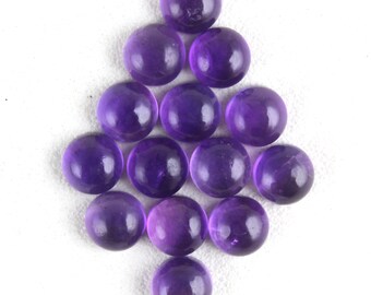 Natural Amethyst Cabochons: 5 Round Gemstones, Jewelry Making (8-9mm)