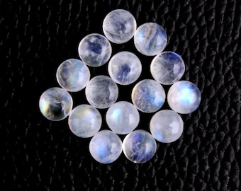 Regenboogmaansteen cabochons: gladde ronde edelsteen, 6 mm (2 stuks)