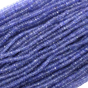 Best Quality  16&quot; Long  Strand Natural Blue Tanzanite Gemstone,Micro Faceted Rondelle Beads,Size 3-3.5 MM Faceted Tanzanite Rondelle Beads