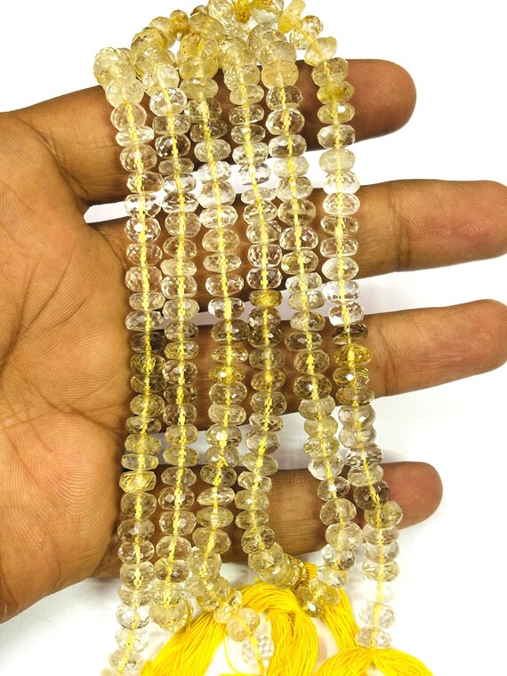 Perles Rondes De Quartz Rutile Doré Naturel 6 Mm 8 Mm 10 Mm