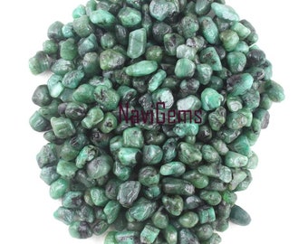 50 piezas de esmeralda natural en bruto: cristales de piedras preciosas sin perforar (6-8 mm)