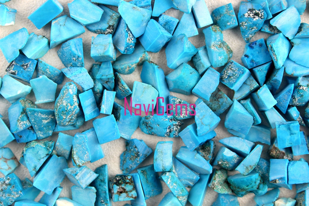 50 Natural Turquoise Rough Gemstones: Undrilled Jewelry Making (6-8 MM ...
