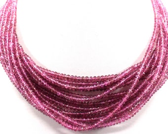 Faceted Pink Tourmaline Rondelle Beads: Natural Gemstone Strand (8 Inch)