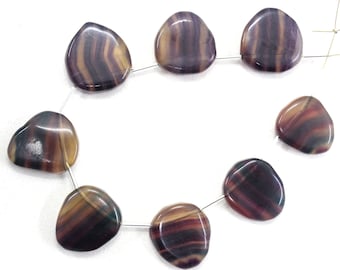 Multi-Colored Fluorite Gemstone Beads: 8 Fancy Smooth Jewelry Pieces (23x26-27x30 MM)