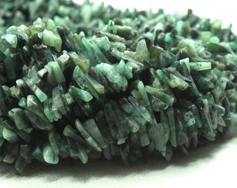 Best Quality 16" Long Natural Emerald Gemstone Uncut Chips Shape Beads Size 10-13 MM Jewelry Making Polished Smooth Beads Wholesale Price