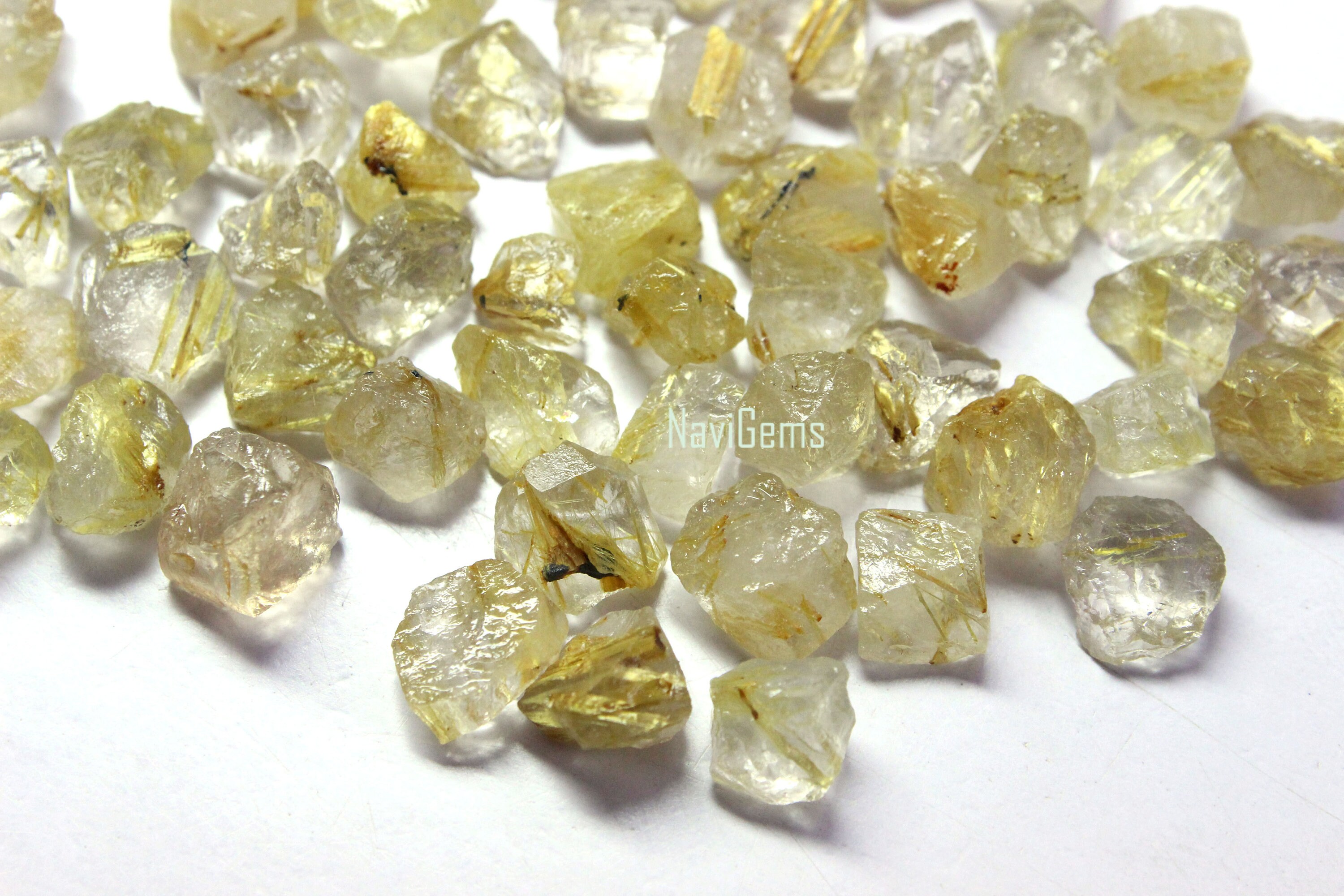 Lab Rutile Rough 50 AAA Golden Rutile Rough Gemstones: Natural Undrilled Crystals (6-8 ...
