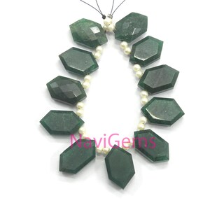 1 Strand Natural Green Aventurine Gemstone AAA Quality Faceted Hexagon Shape Briolette Beads Size 10x16-11x19 MM Green Jewelry Aventurine
