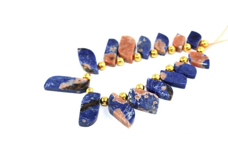 Natural Sodalite Flat S Shape Beads Sodalite Stone Blue Color Natural Stone Smooth Stone Fancy Necklace Stone Sodalite Stone Blue Sodalite
