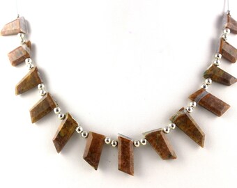 Faceted Picture Jasper Bead Strand: Fancy Shape Gemstone (13 Pcs)