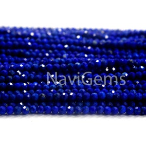 AAA Quality 13&#39; Long Strand Blue Rondelle Beads Natural Lapis Lazuli Rondelle Faceted Beads Size 2.5 MM Making Jewelry Beads  Rondelle Beads