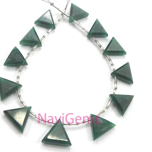 Semi Precious Gemstone 1 Strand Natural Aventurine Faceted Trillion Shape Beads 12 Pieces Jewelry Beads Size 14x13-19x17 MM Green Jewelry