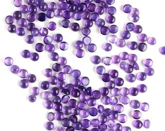 5 Natural Amethyst Cabochons: Smooth Round Gemstones, 5mm