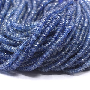 Natural Kyanite Gemstone Beads: Faceted Rondelle Micro Beads (3-4 MM)