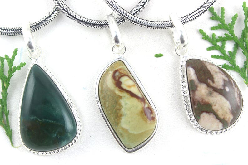 1 Pendant,Sterling Silver Pendant,Blood stone,Coconut Jasper,Natural Jasper,Pendant,Necklace Pendant,Stone Pendant,Jasper,Gemstone,Wholesale