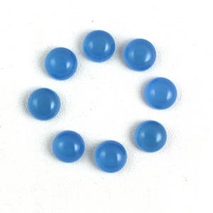 CHRISTMAS SALE 4 Pair Sky Blue Chalcedony Cabochons,Flat Back Cabs,Sky Blue Cabochons,loose cabochons,Round Chalcedony Cabs,Smooth Cabochon.