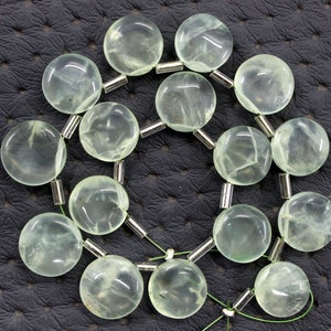 Gute Qualität 1 Strang Natürliche Prehnit Glatte Münze Form Perlen Größe 10-12 MM Prehnit Edelstein, 16 Stück Münze Form Prehnit Herstellung Schmuck