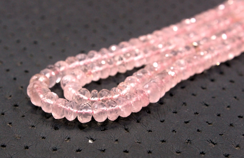 Best Quality 1 Strand Natural Rose quartz Gemstone,Faceted Rondelle Beads,Size 5.5-6 MMPink Beads Making Rose Quartz Jewelry Wholesale Price