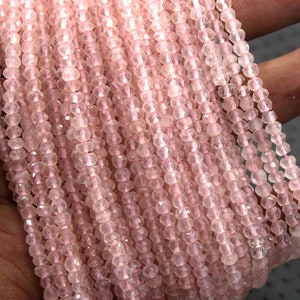 Best Quality 1 Strand Natural Rose quartz Gemstone,Faceted Rondelle Beads,Size 5.5-6 MMPink Beads Making Rose Quartz Jewelry Wholesale Price