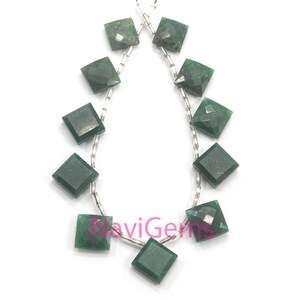 Handmade Aventurine Beads 1 Strand Natural Green Aventurine Gemstone 11 Pieces Faceted Square Beads 11-13 MM Making Stone Making Pendant