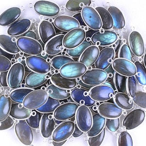 AAA Quality 92.5 Silver Labradorite Connectors,Blue Flesh Labradorite, Silver Connectors For Chain, 10x17 MM, Labradorite Gemstone,Wholesale