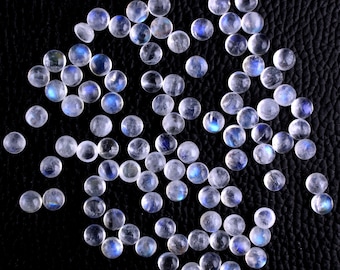 5 regenboogmaansteen cabochons: gladde ronde edelstenen (5 mm)