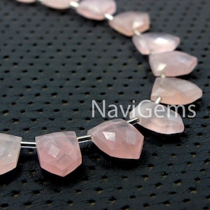 Rose Quartz Briolette Beads: 21 Faceted Pentagon Gemstone Beads (11x16-12x18 MM)