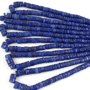 Contas de lápis-lazúli naturais de 1 fio, contas de lápis-lazúli com pedras preciosas, medindo 7-12 mm - Contas de lápis-lazúli lisas, contas de roda de 14 polegadas