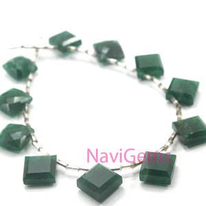 Natural Green Aventurine Gemstone 11 Pieces Good quality Faceted Square Shape Briolette Jewelry Beads Size 10-11 MM Wholesale Aventurine