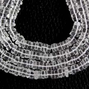 Good Quality 16&quot; Long Natural Clear Quartz Heishi Beads,Smooth Square Beads,Crystal Beads,4-5 MM Gemstone Beads For Jewelry, Wholesale Price
