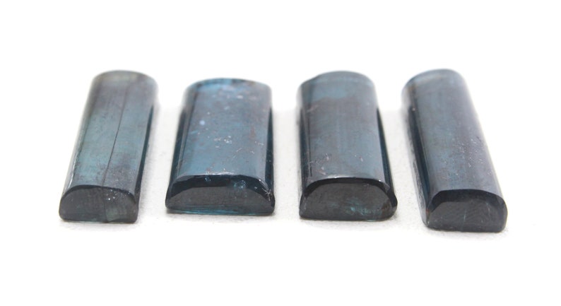 Smooth Rectangle Shape Cabochons High Quality 4 Pieces Natural Moss Kyanite Size 8x26-11x30 MM Making Blue Kyanite Jewelry Wholesale Price