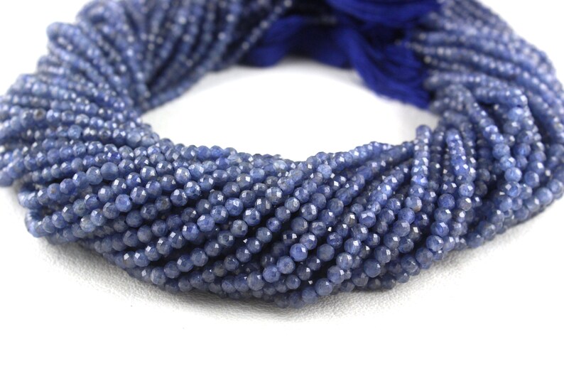 Gorgeous Genuine Natural Blue Sapphire shaded micro faceted rondelles beads size 3-3.5mm full strand 16 100/% natural