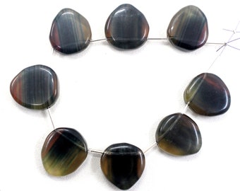 Natural Fluorite Gemstone Beads: Fancy Briolette Jewelry Making (8 Piece)