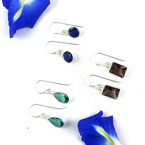 1 Pair Blue Hydro,Smoky,Aqua Hydro Earrings,Sterling Silver Earring,Hydro Jewelry,Gift for Women Earring,Mix Shape Dangle Earring,Best Price