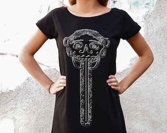 Vestido camiseta mujer ORGANIC + FAIR tallas s-xl | Blanco y negro || Serigrafía AFFENZUCKER