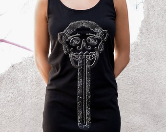 Vestido de tirantes para mujer ORGANIC + FAIR tallas S-XL | Blanco y negro || Serigrafía AFFENZUCKER