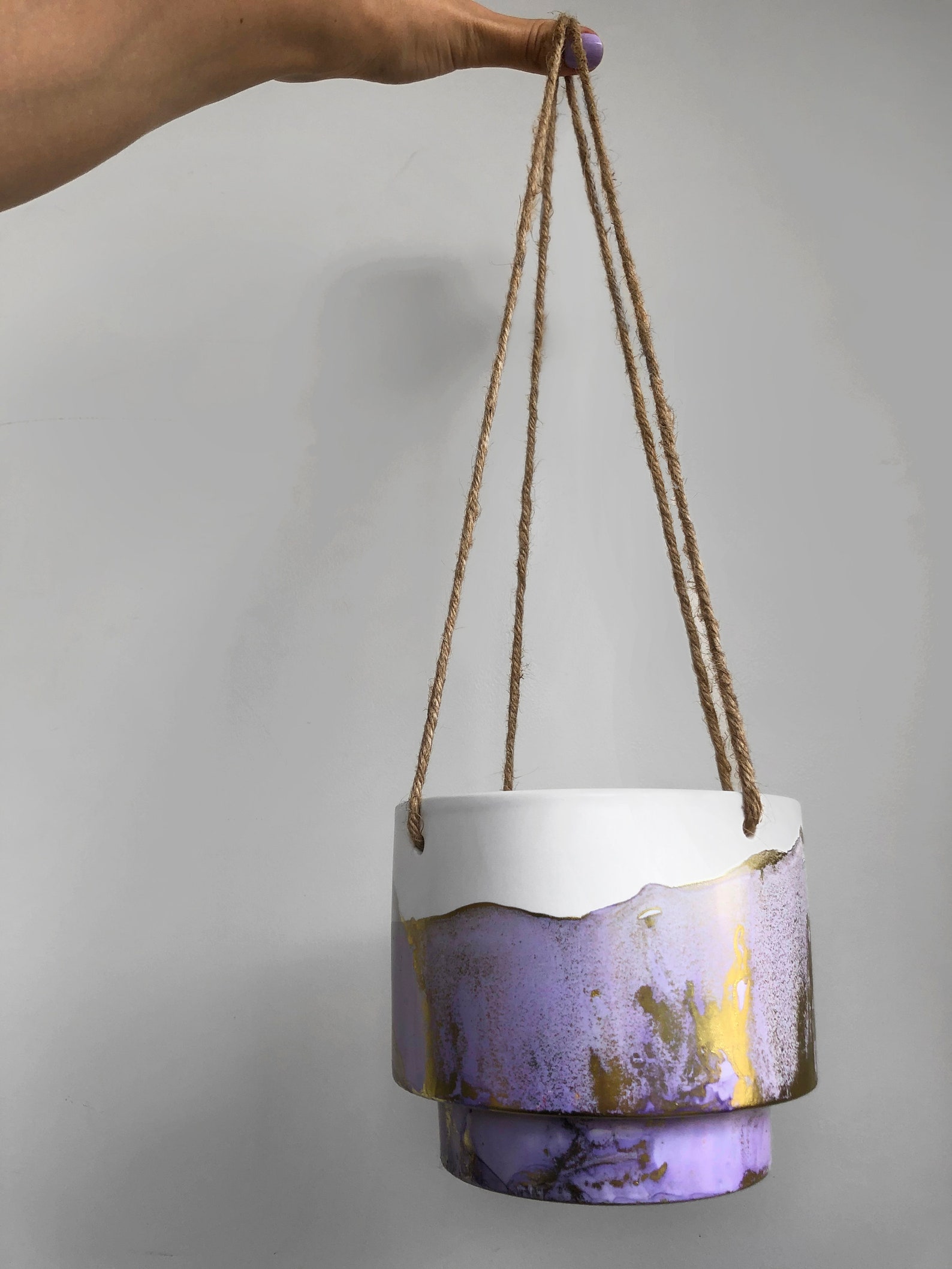 Painted Hanging Planter with Drainage Hole Clay Pot Etsy