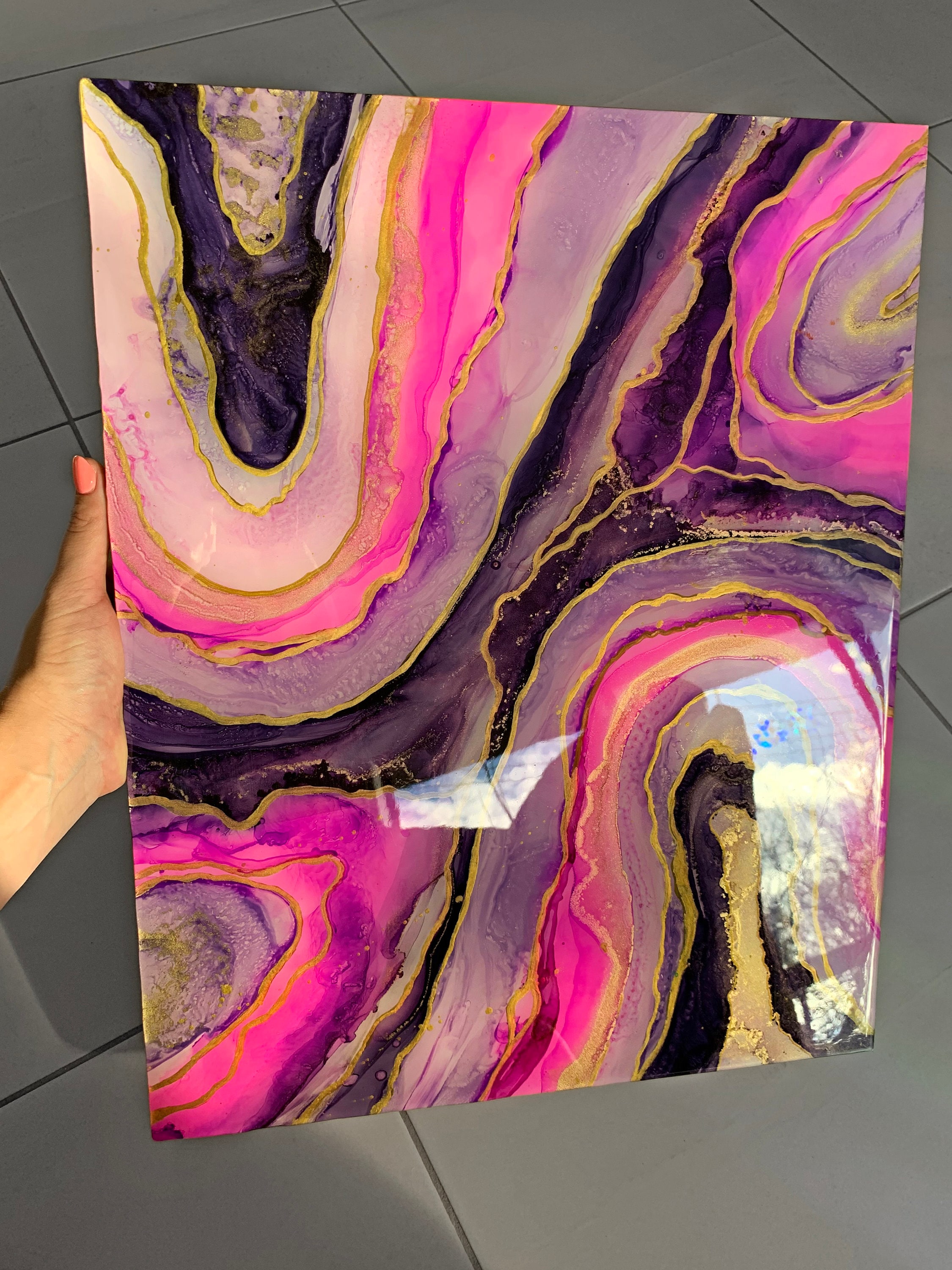 20 Original Resin Art Painting Fluid Art With Gold Etsy