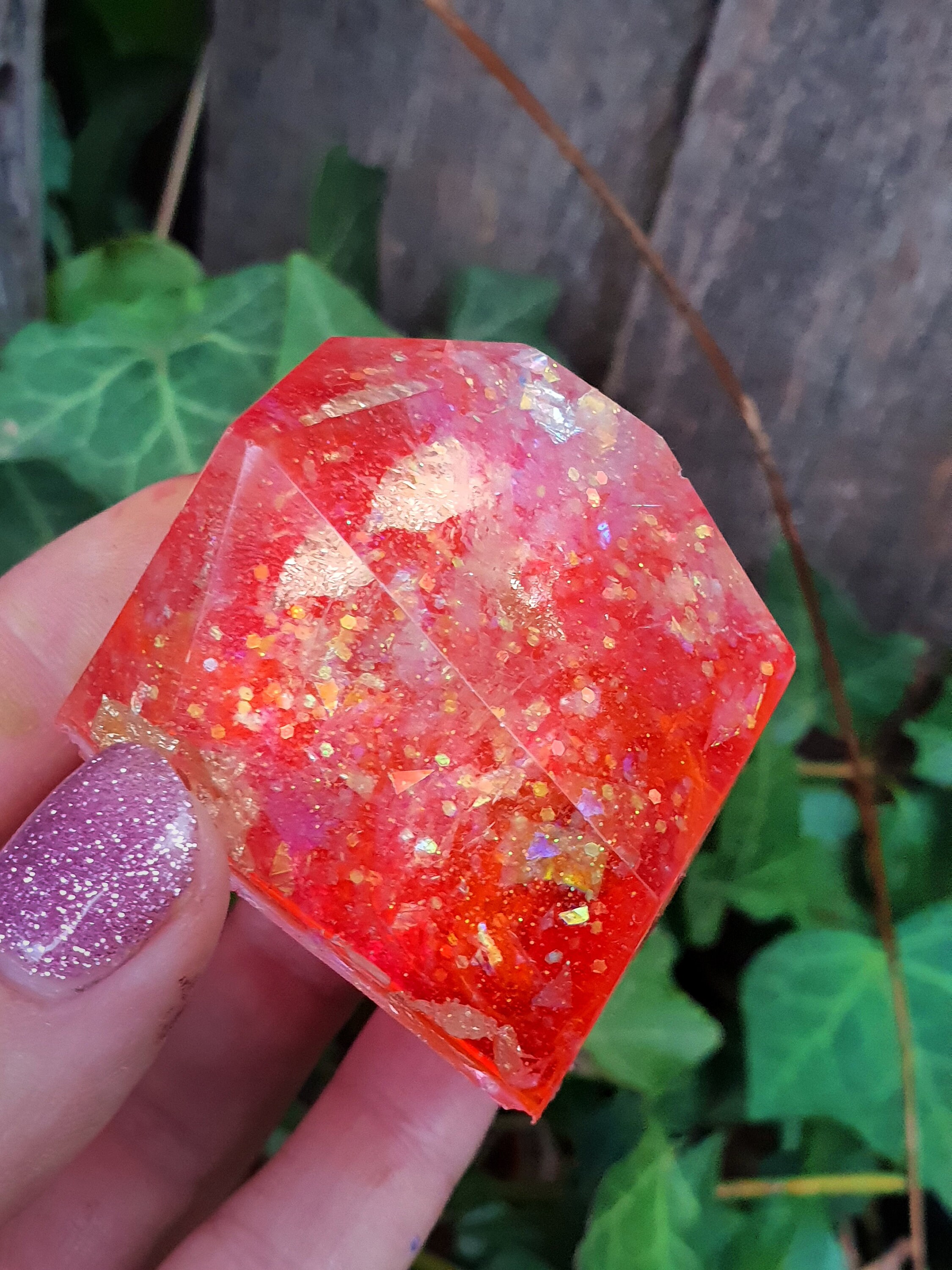 Handmade Resin Crystal Fire Crystal Magical Red Gold Etsy