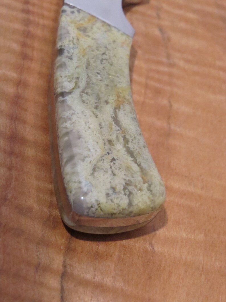 Green Moss Agate Knife scales on stainless blade Etsy