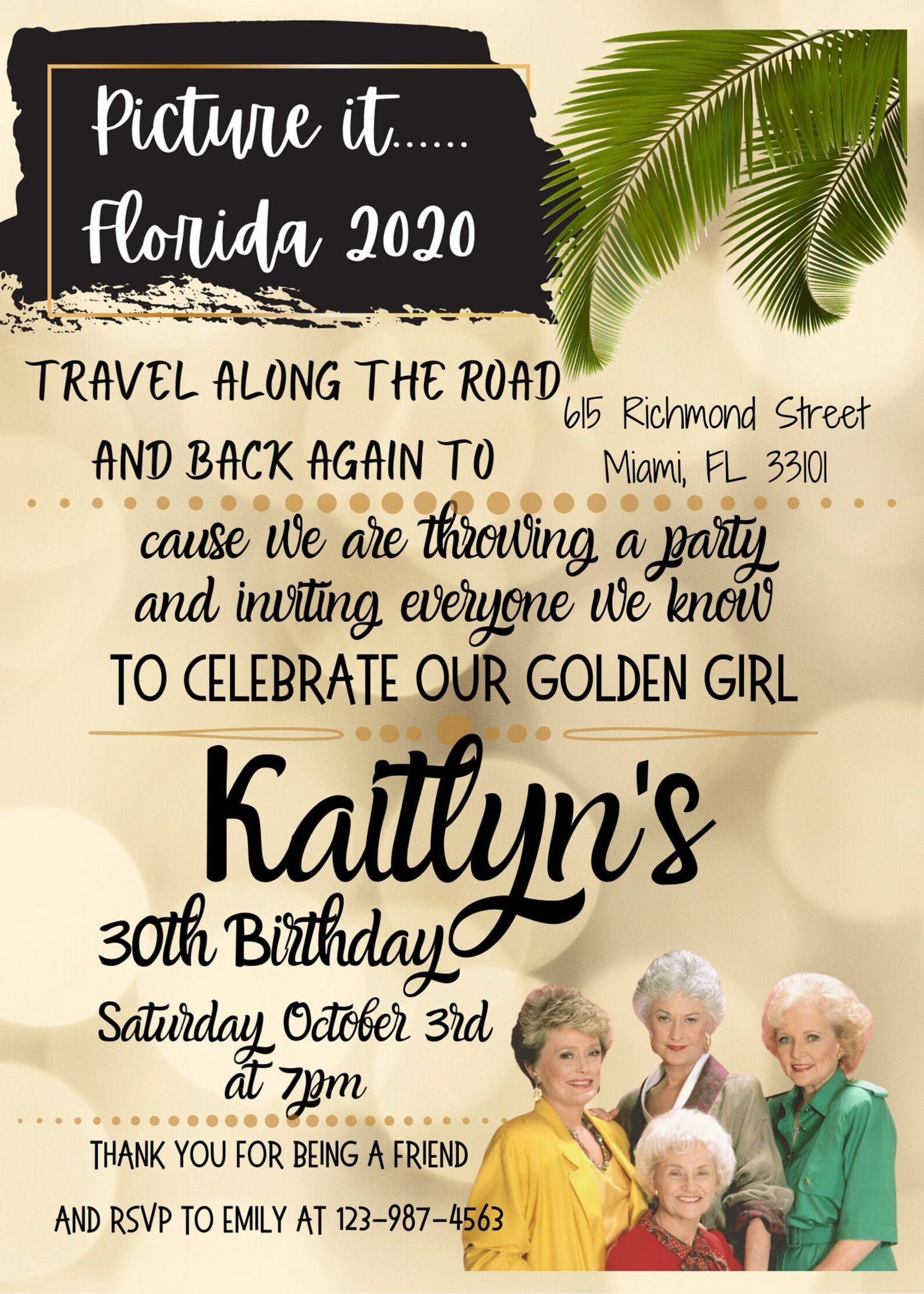 Golden Girls Birthday Invitation Etsy