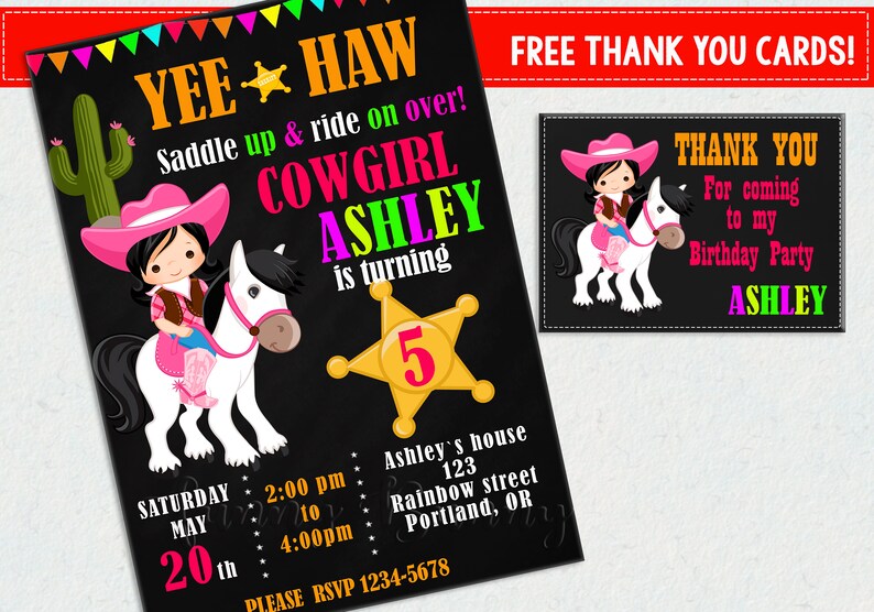 Cowgirl birthday invitation Western invitation Cowgirl invitation Wild west party invite Girl Western Birthday 1st first birthday party