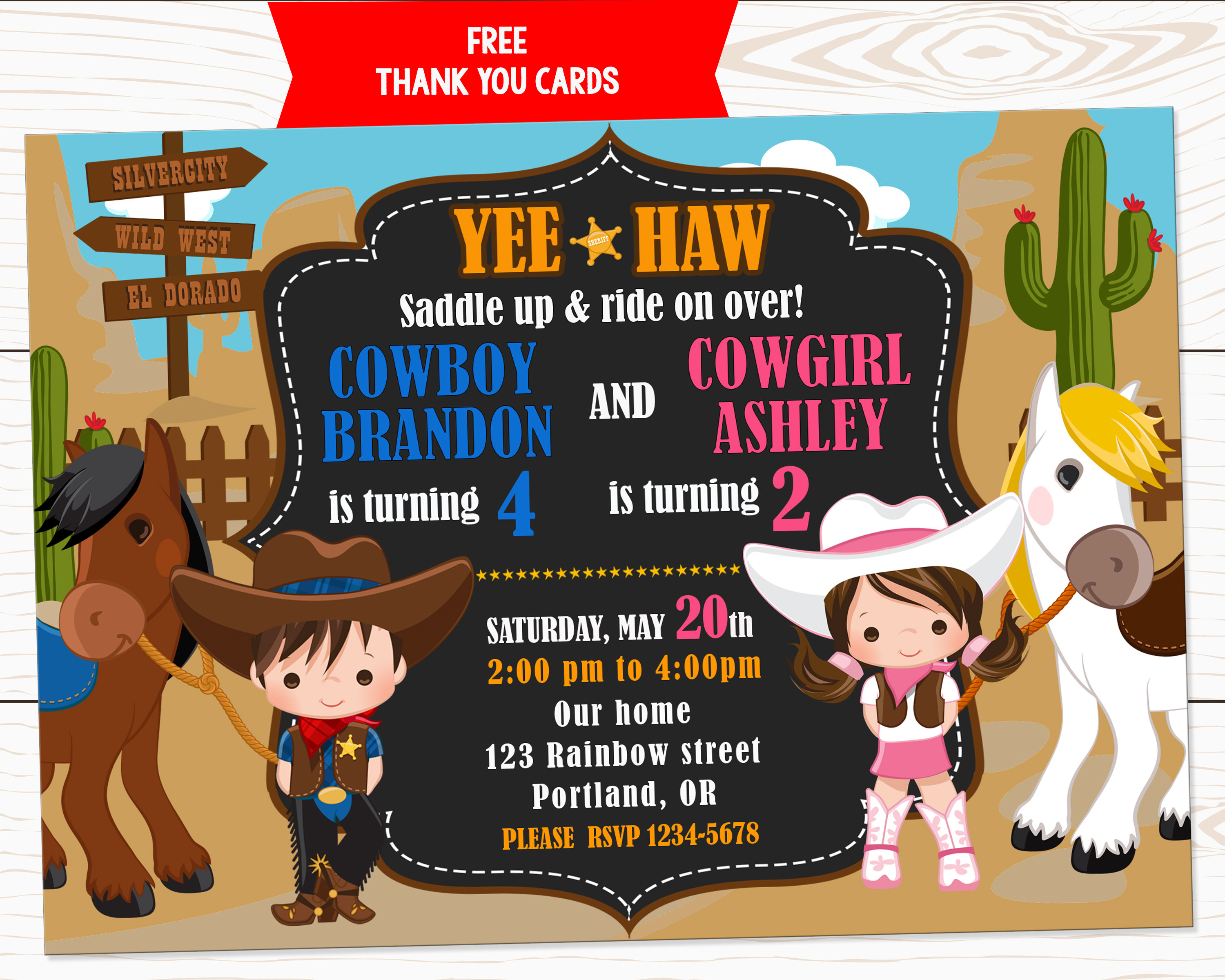Cowgirl birthday invitation Western invitation Cowgirl invitation Wild west party invite Girl Western Birthday 1st first birthday party