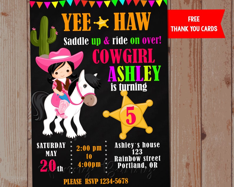Cowgirl birthday invitation Western invitation Cowgirl invitation Wild west party invite Girl Western Birthday 1st first birthday party