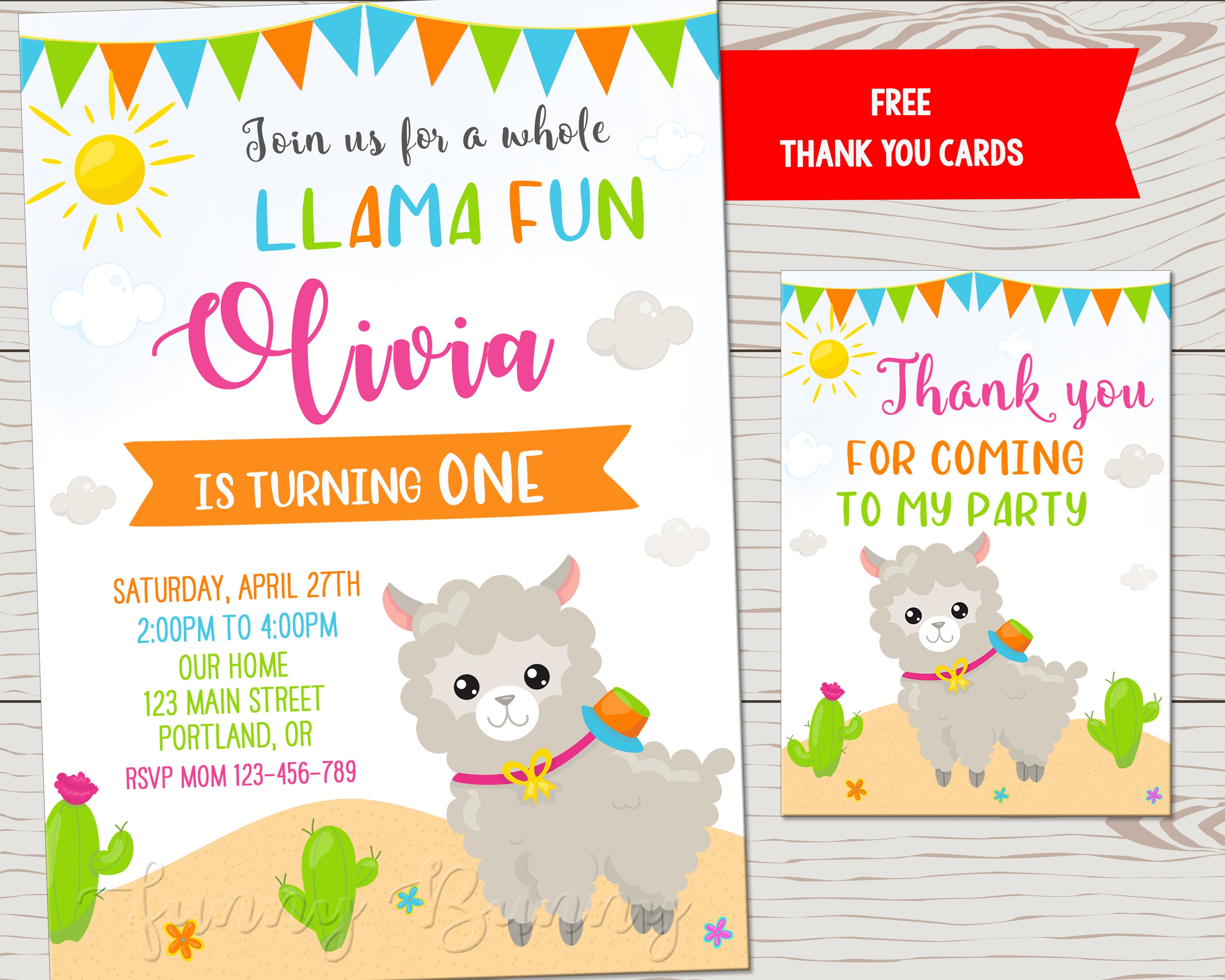 Lama Geburtstag Einladung Lama Einladung Tier Erster Etsy