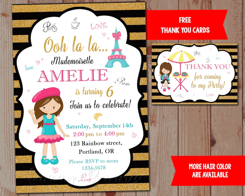 Paris Birthday Invitation Printable Eiffel Tower Invitation Etsy