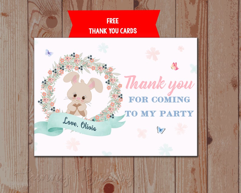 Bunny birthday invitation Our sweet little bunny invitation Girl first birthday Floral rabbit invitation Woodland animal Rabbit party invite