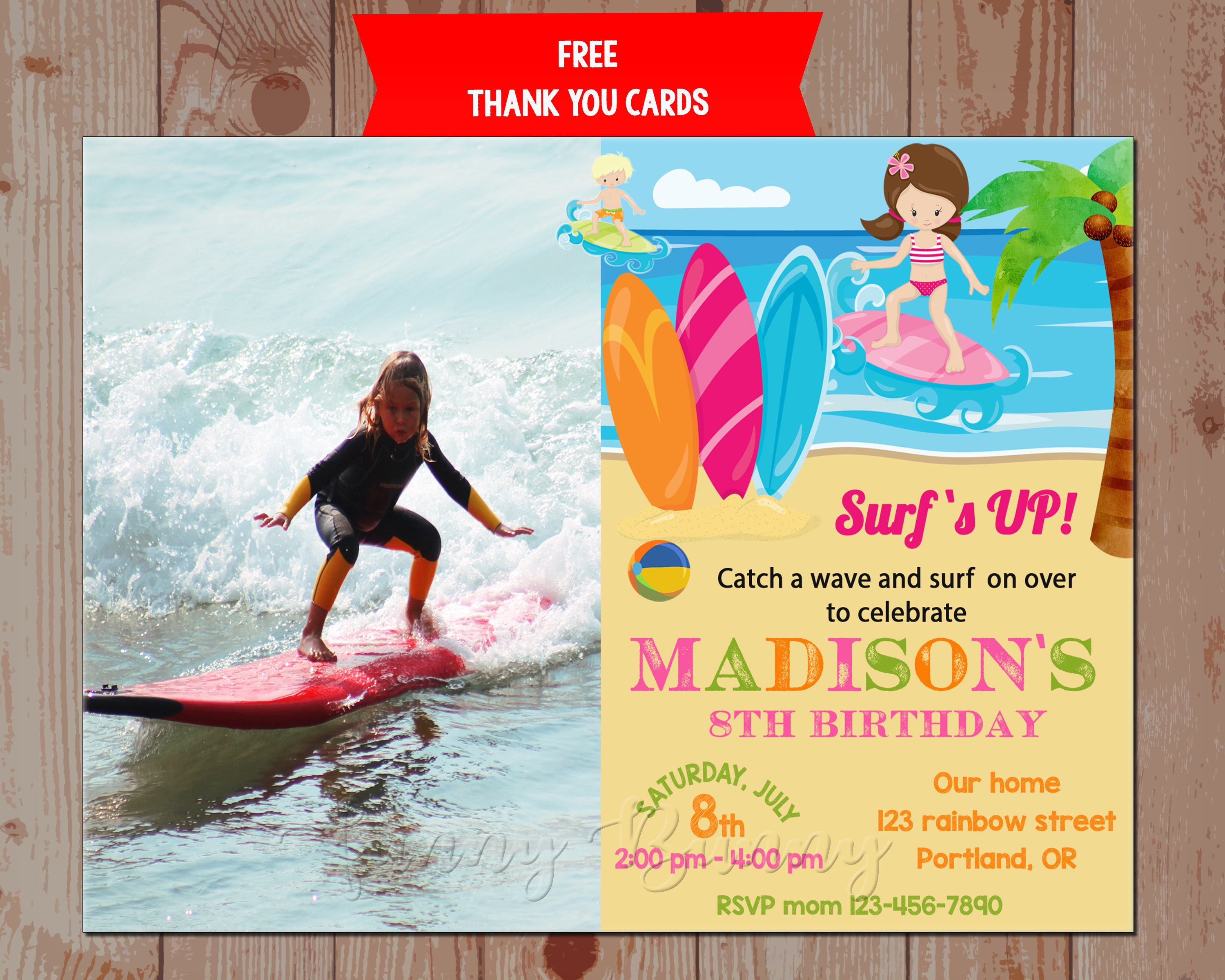 Foto Surfing Geburtstag Einladung Surfing Einladung für Etsy