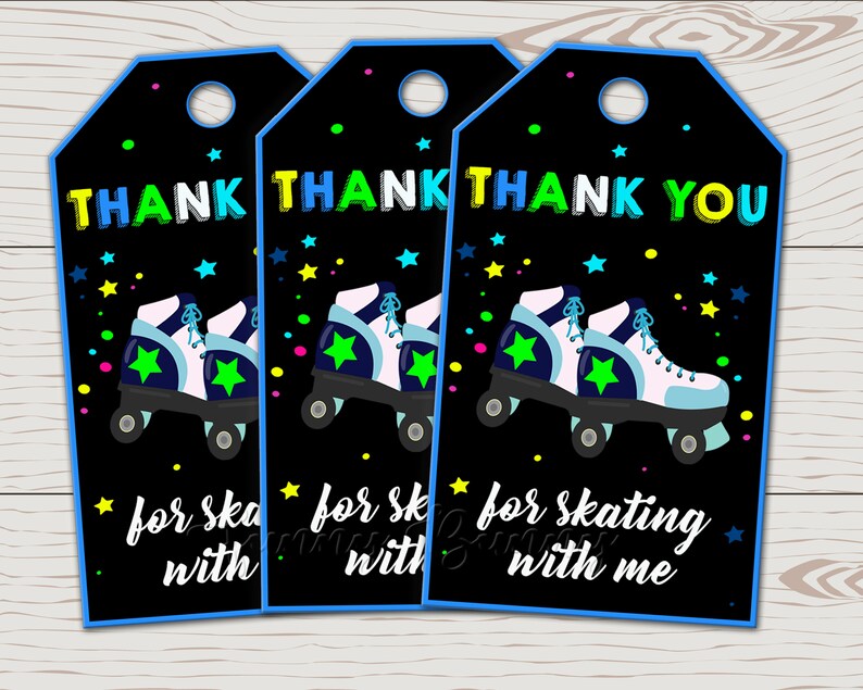 Roller Skating Thank You Tags Instant Download Roller Skate | Etsy