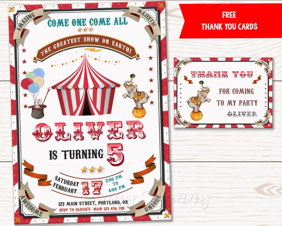 circus invitation vintage circus birthday invitation carnival etsy circus invitation